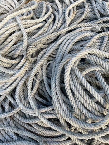 istock Tangled and twisted fishing rope 1851345972
