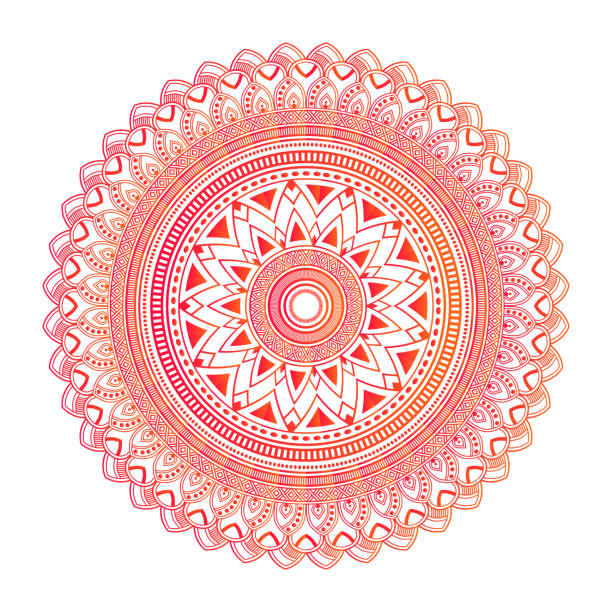 ilustrações, clipart, desenhos animados e ícones de mandala de gradiente redondo com padrões florais, ornamento redondo étnico, motivo indiano desenhado à mão, tema de henna de yoga de meditação mehendi - white background yoga backgrounds relaxation exercise