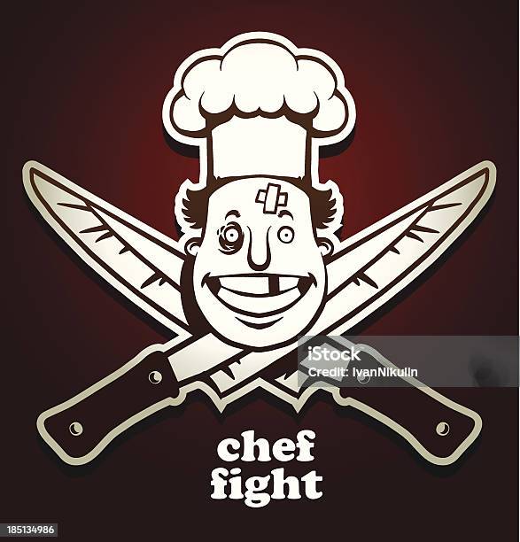 Шефповар Knifes Борьбе Emblem — стоковая векторная графика и другие изображения на тему Cooking Competition - Cooking Competition, Белый, Битва