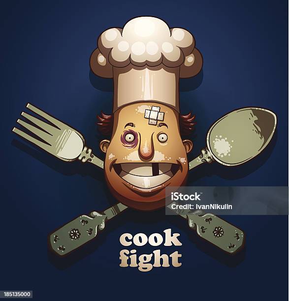 Ilustración de Cook Lucha Color Escudo Cuchara Y Tenedor y más Vectores Libres de Derechos de Batalla - Batalla, Chef, Cocina - Estructura de edificio