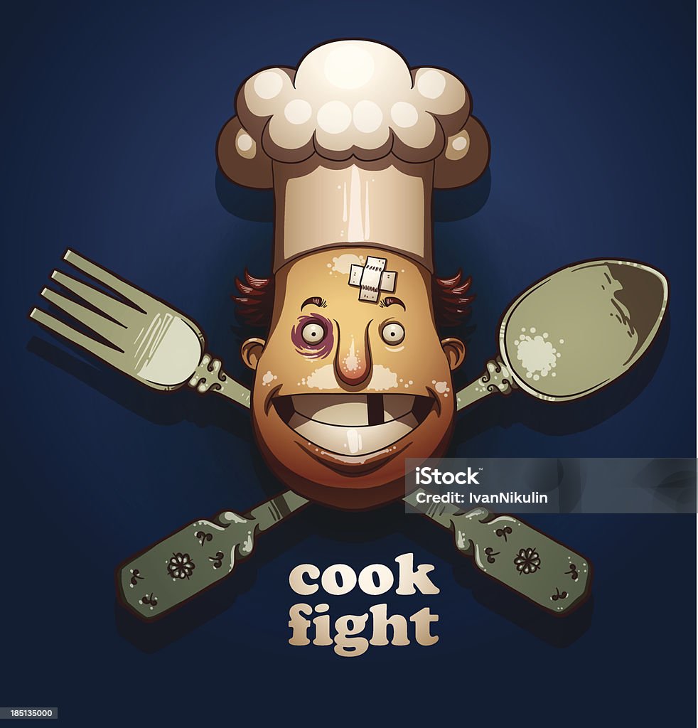 Cooked Fight Cook Fight Color Emblem Spoon And Fork Stock Illustration - Download ...