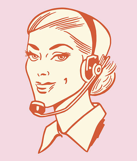 女性着用電話ハンドセット - kitsch telephone women old fashioned点のイラスト素材／クリップアート素材／マンガ素材／アイコン素材