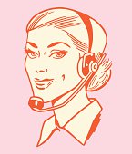 istock Woman Wearing Telephone Headset 185135045