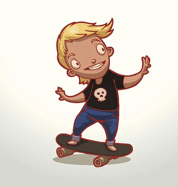 Vector illustration of Boy skateboarder