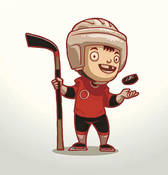 Vector illustration of Boy ice hockey player