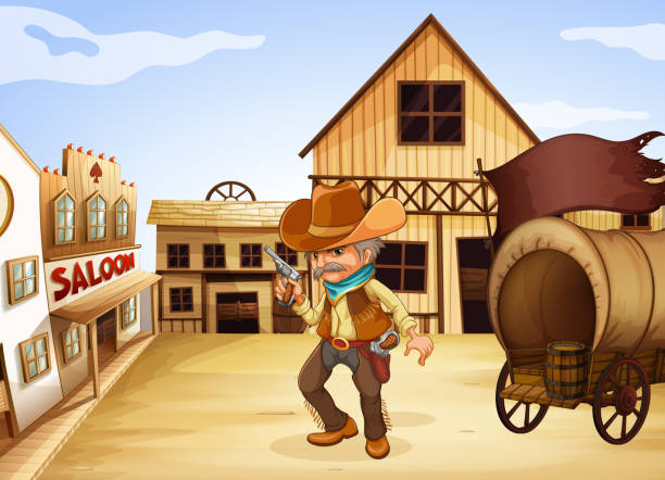 istock man holding gun with wooden carriage at the back 185135332