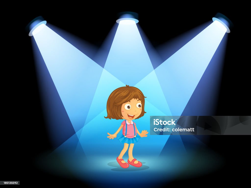 Menina sorridente no centro do palco - Vetor de Criança royalty-free