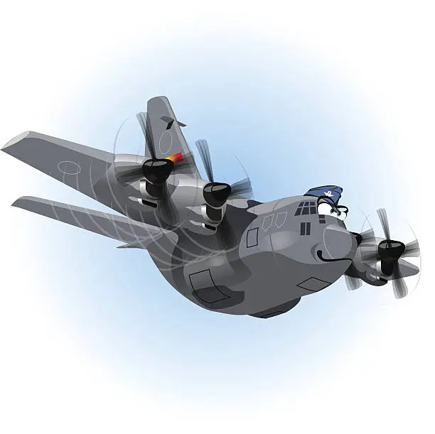 Vector illustration of Vector Cartoon Cargo Airplane