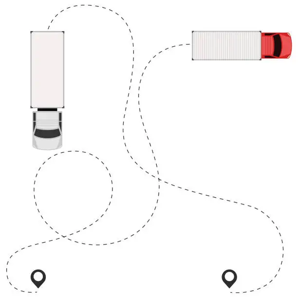 Vector illustration of Truck routes set