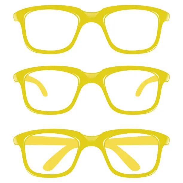 Vector illustration of Yellow glasses vector set