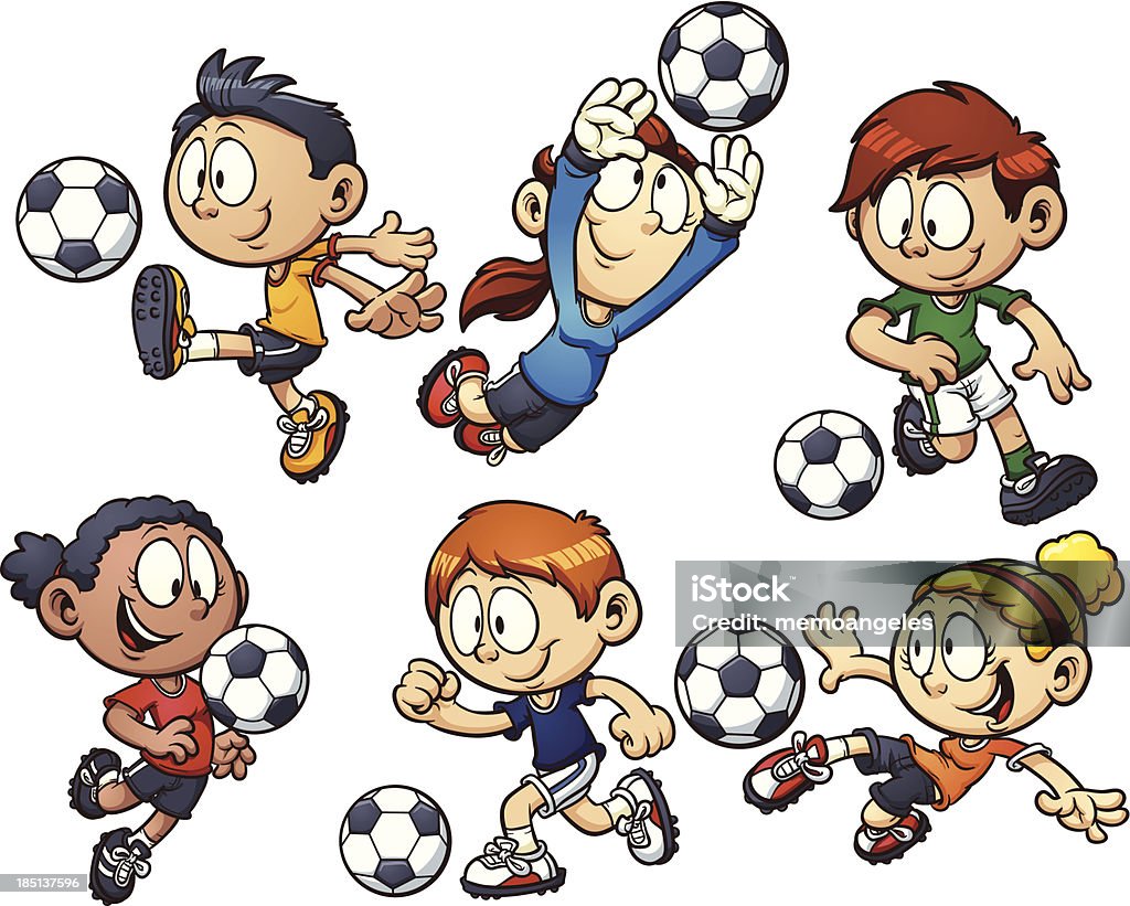 Ilustración de Dibujos Animados De Fútbol De Niños y más Vectores Libres de  Derechos de Fútbol - Fútbol, Niño, Pelota de fútbol - iStock
