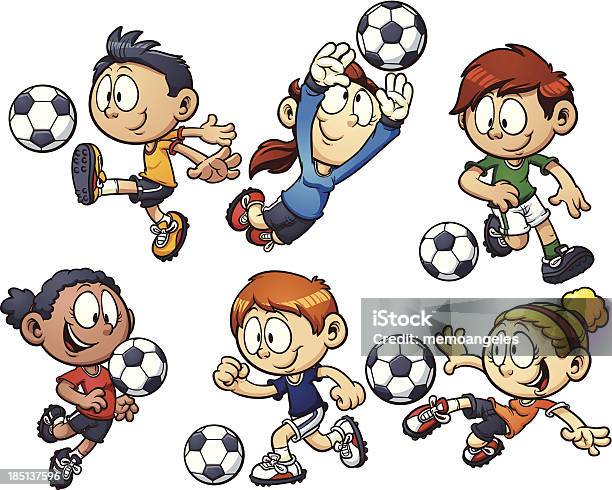 Cartoon Soccer Kids Stock Illustration - Download Image Now - Soccer, Child, Soccer Ball