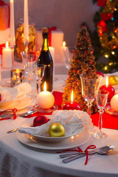 istock Beautifully set table for Christmas Eve 185138535