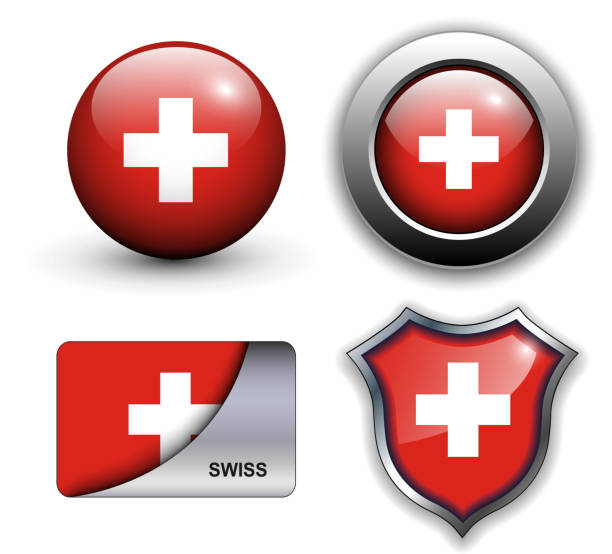 szwajcarska ikony - switzerland flag computer graphic digitally generated image stock illustrations