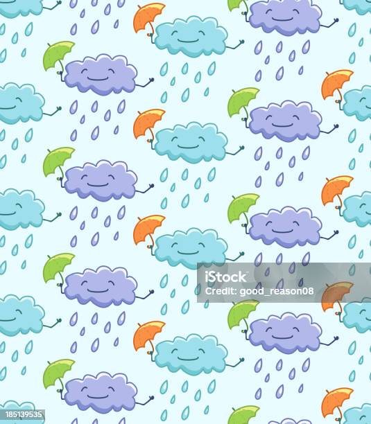 Wetter Nahtlose Textur Lustiger Wolken Stock Vektor Art und mehr Bilder von Baumwolle - Baumwolle, Blau, Comic - Kunstwerk
