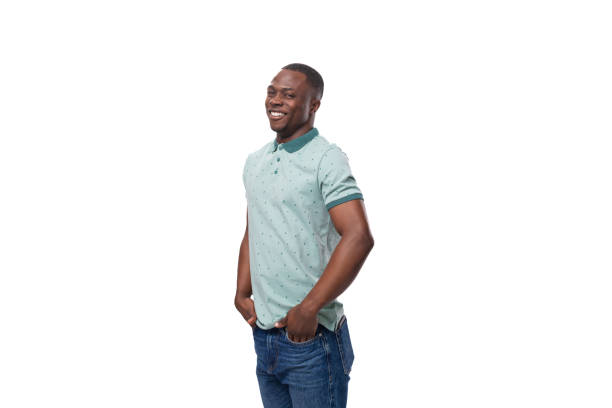 istock young charismatic american guy dressed in a mint t-shirt on a white background 1851402218