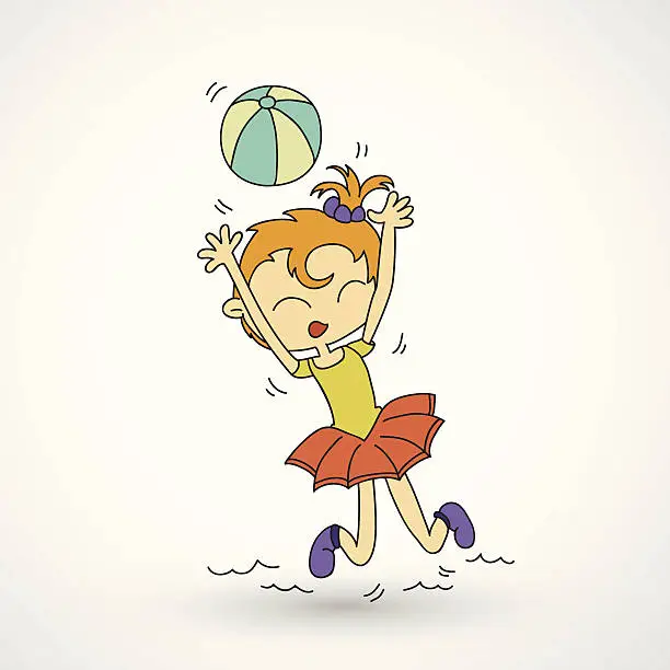 Vector illustration of girl playing volleyball vector