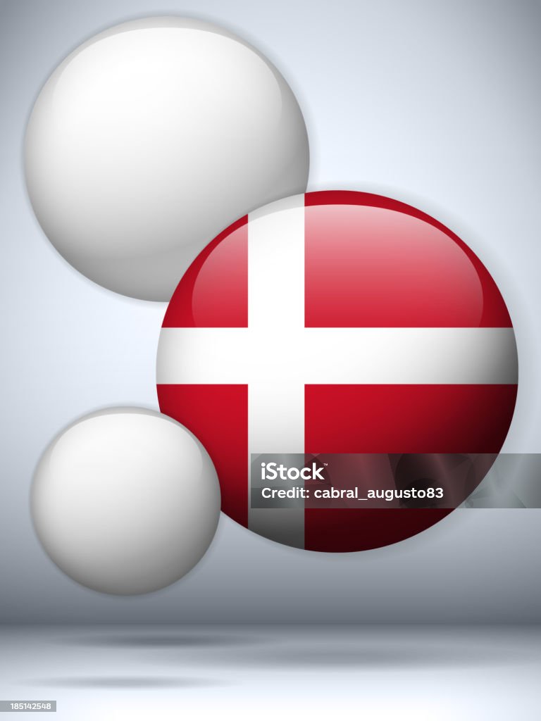 Dinamarca botão de bandeira brilhante - Vetor de Bandeira royalty-free