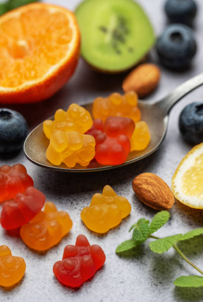 istock Chewable gummy vitamins and fruits 1851470144