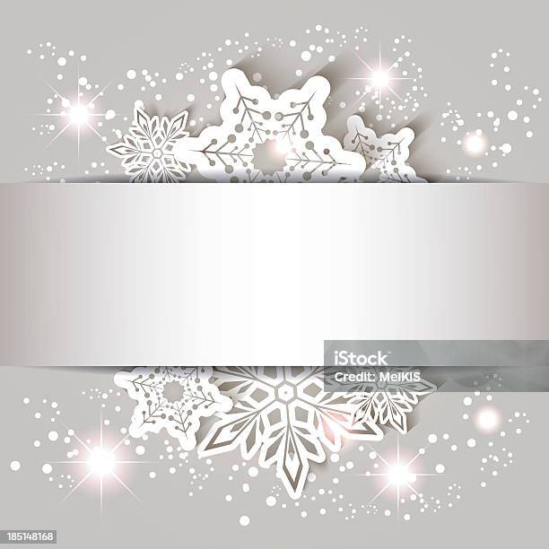 Paper Snowflake On A Christmas Card Stock Illustration - Download Image Now - Silver Colored, Christmas Ornament, Holiday - Event
