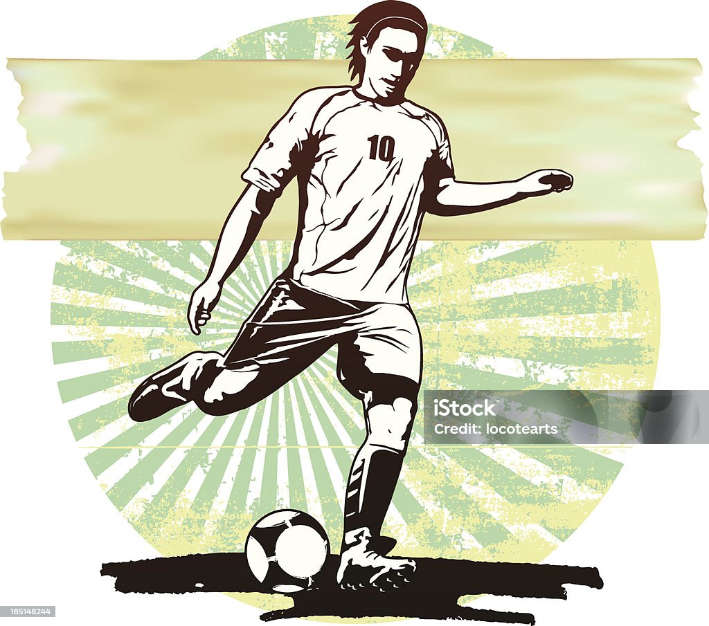 Scena del calcio giocatore e grunge con sfondo - arte vettoriale royalty-free di Adulto