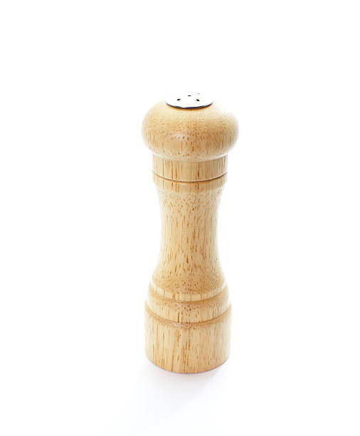 istock Wood pepper mill and salt shaker isolated on white 185150070