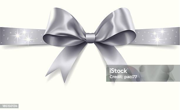 Silver Gift Bow Stock Illustration - Download Image Now - Tied Bow, Silver Colored, Ribbon - Sewing Item