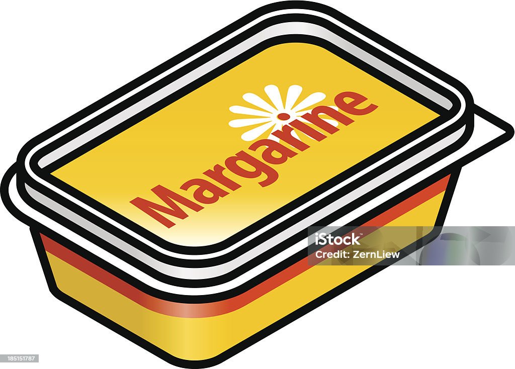 Margarine A small plastic tub of margarine. Bread stock vector