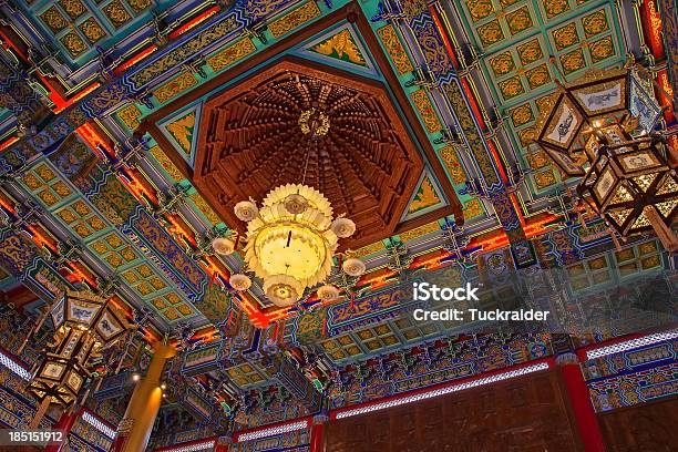 Chinese Lamp And Ceiling Temple Stock Photo - Download Image Now - Ancient, Architecture, Art