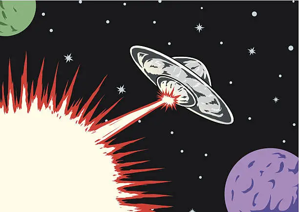 Vector illustration of Blasting UFO