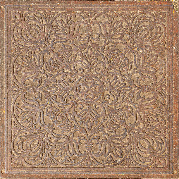 istock Antique Cast Iron Floor Tile with Floral Pattern 1851536944