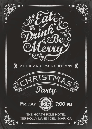 Lacy Style Chalkboard Christmas Party Invitation with the words 