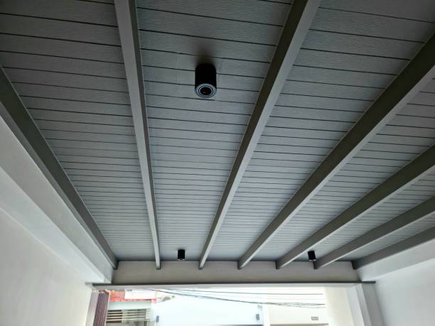 istock Hardwood roof structure with mixed concrete. 1851543825
