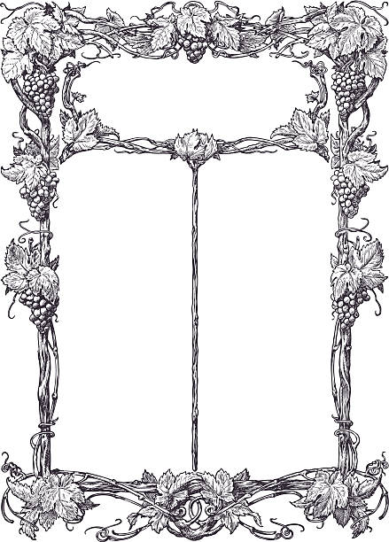 illustrations, cliparts, dessins animés et icônes de frontière de vigne classique - frame decoration flourishes art nouveau