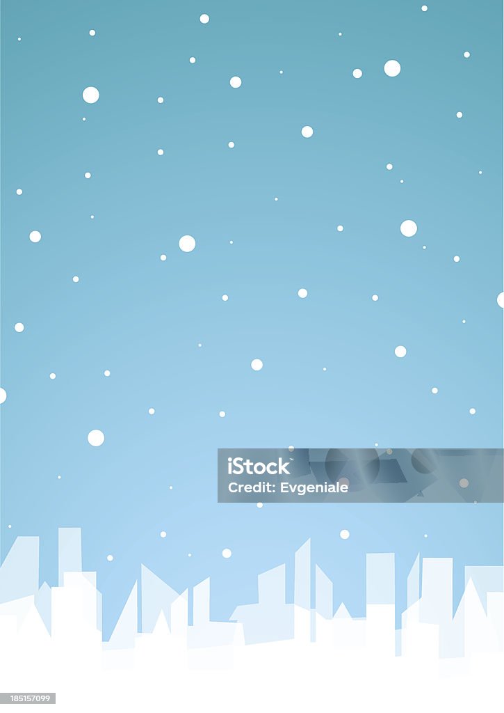 Fondo azul con blanco de la ciudad y la nieve. - arte vectorial de Abstracto libre de derechos