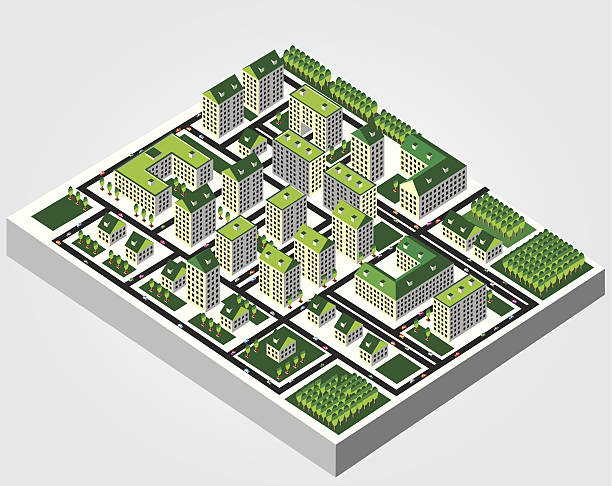 일러스트레이션: 제품의 등각투영 무시레프 - road boulevard tree street stock illustrations