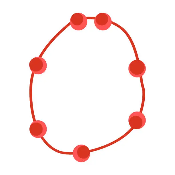 Vector illustration of red beads necklace insulated in cartoon flat style