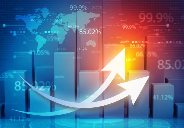 diagramm zum wachstum des globalen aktienmarktes. börse - 6729 stock-fotos und bilder