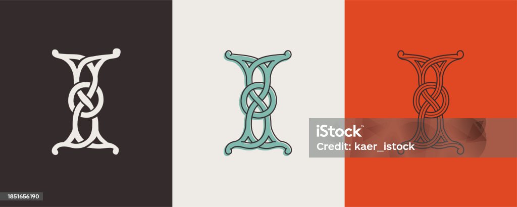 Irish Monogram R Celtic I Monograms Set Insular Style Initial With Authentic Knots And ...