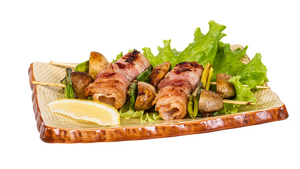 istock Bacon wrapped grilled Scallops with mushrooms 185167982