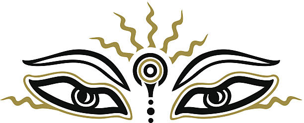 Buddha Eyes - symbol wisdom & enlightenment Buddha Eyes - vector image dharma chakra stock illustrations