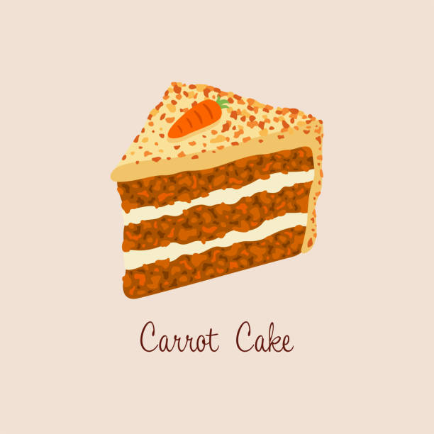 Slice of Carrot Cake vector illustration Traditional Carrot Cake detailed vector illustration carrot cake day stock illustrations