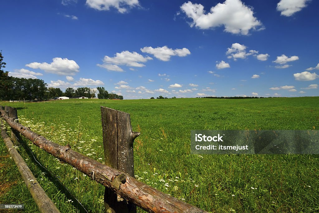 Country landscape with beautiful sky. Agricultural Field Stock Photo