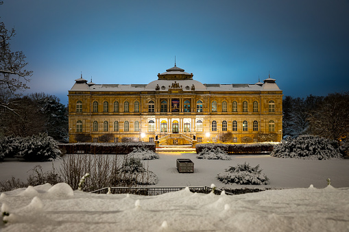 Aerial view of residential buildings in Weimar in winter