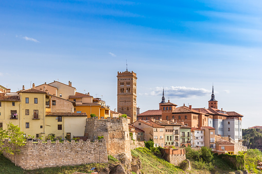 Tower of the San Martin church at the city wall in Teruel, Spain