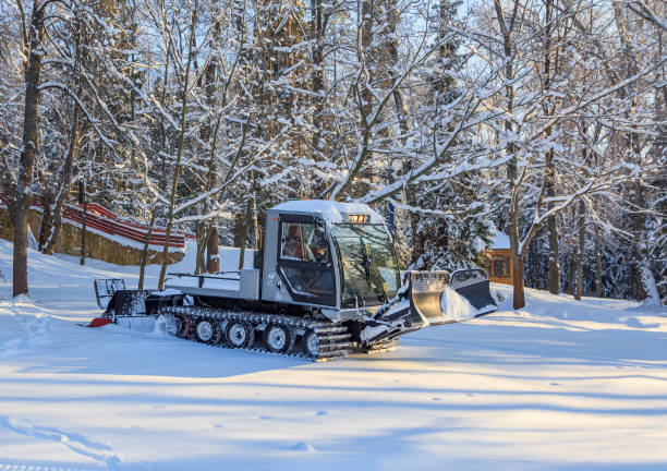 istock Tractor cleaning the ski slope 1851768743