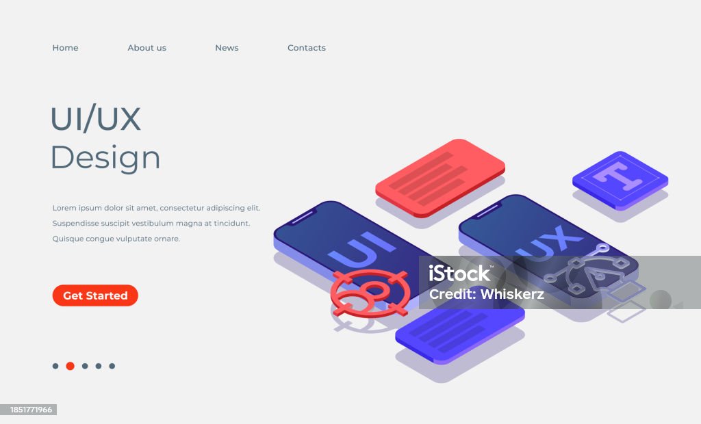 User Interface Development 3d Isometric Background Template For Landing ...