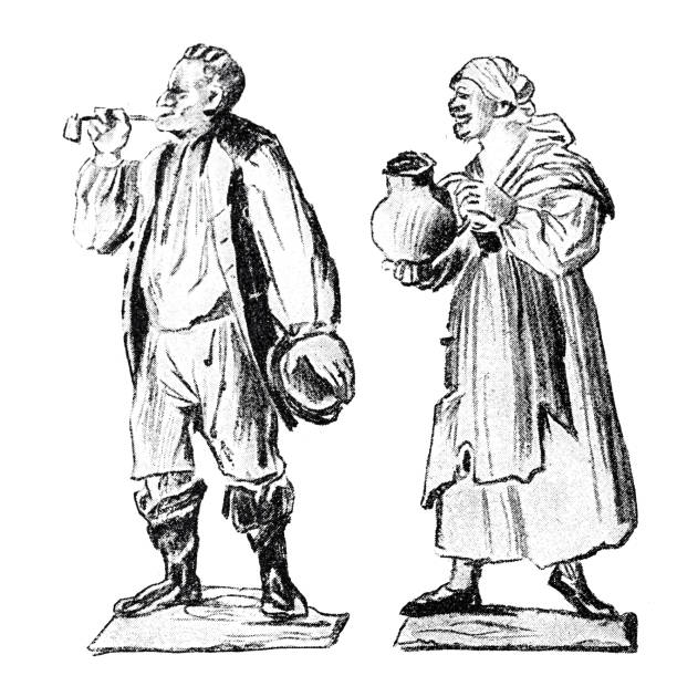 istock Two tin figurines of the 18th century, man and woman on white background 1851773207