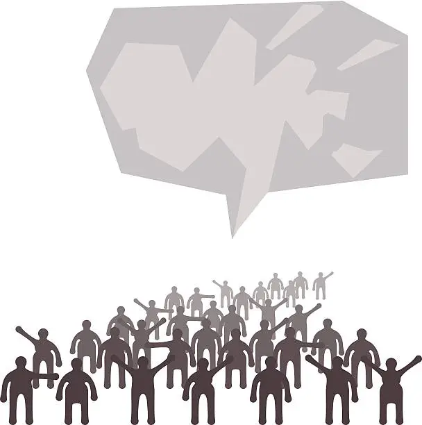 Vector illustration of Crowd of people expressing special idea with speech bubble