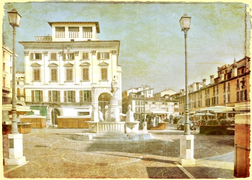 Italian square of the 16th century. Vintage style.